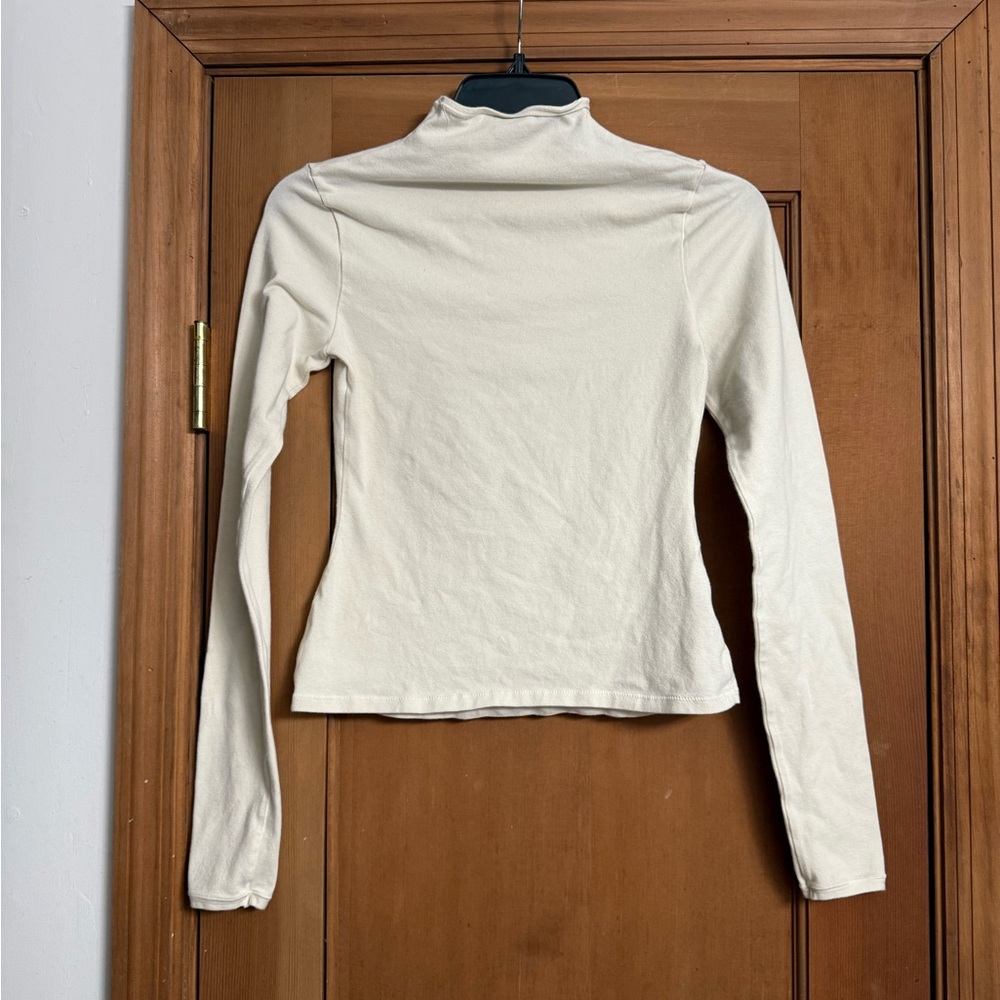 Skims Cream Long-Sleeve Mock Neck Top